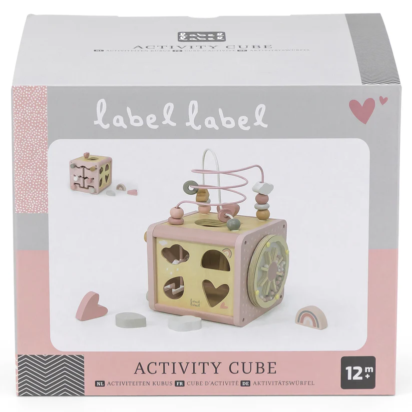 5-in-1 Wooden Activity Cube - Pink